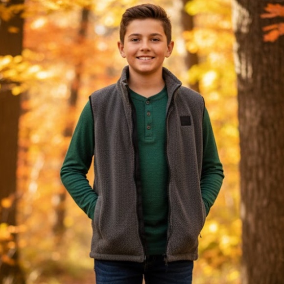 Under Armour Kid Youth Large Sherpa Fleece Vest Full Zip Storm Stealth Gray NWT - Picture 1 of 11